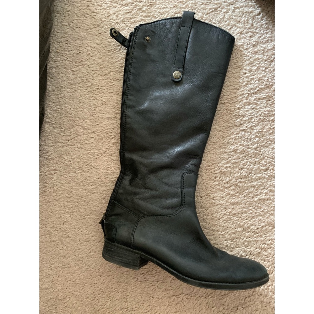Black leather Sam Edelman penny riding boot